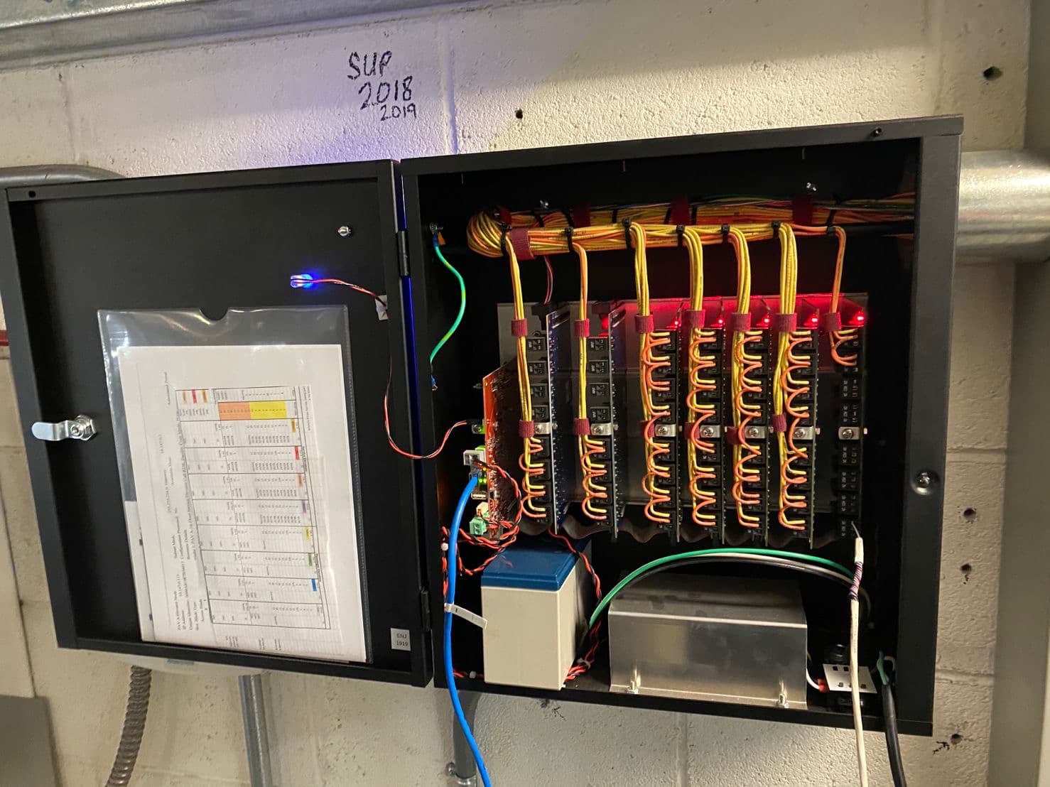 Professionally installed and wired commercial security control panel by a licensed electrical contractor